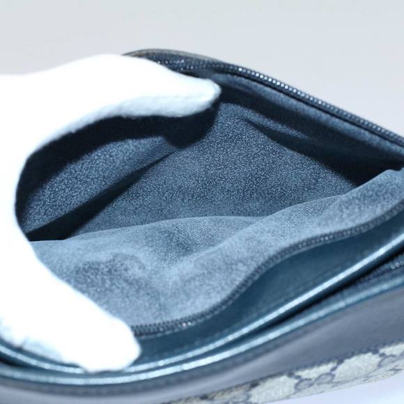 GUCCI GG Supreme Clutch Bag PVC Leather Navy Gray 014 115 Auth yk8933 - Picture 8 of 16